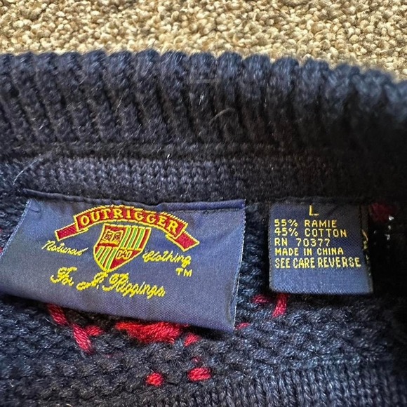 Vintage Outrigger knitted sailboat fisherman grandpa grunge sweater size large - Picture 2 of 5